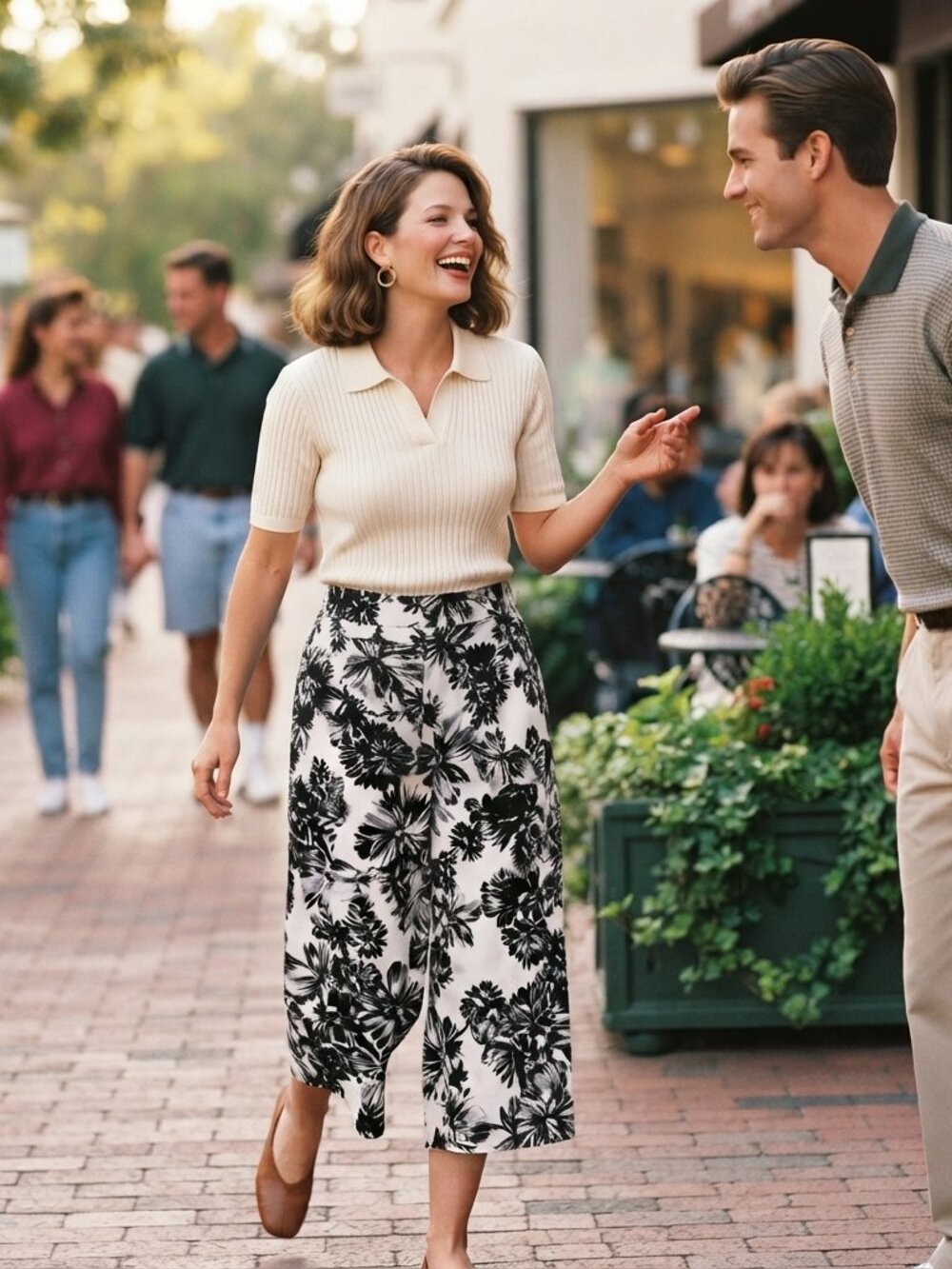 Rebecca Taylor Womens 0 Splashy Flower Floral Culottes Black White Wide Leg